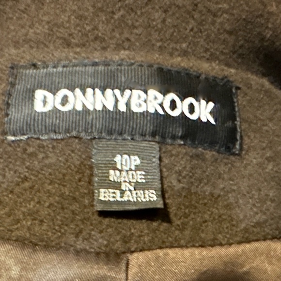 Elegant Brown Wool Long Overcoat with Hood & Real Fur 1990s - sz 10 P or Med - Picture 11 of 16